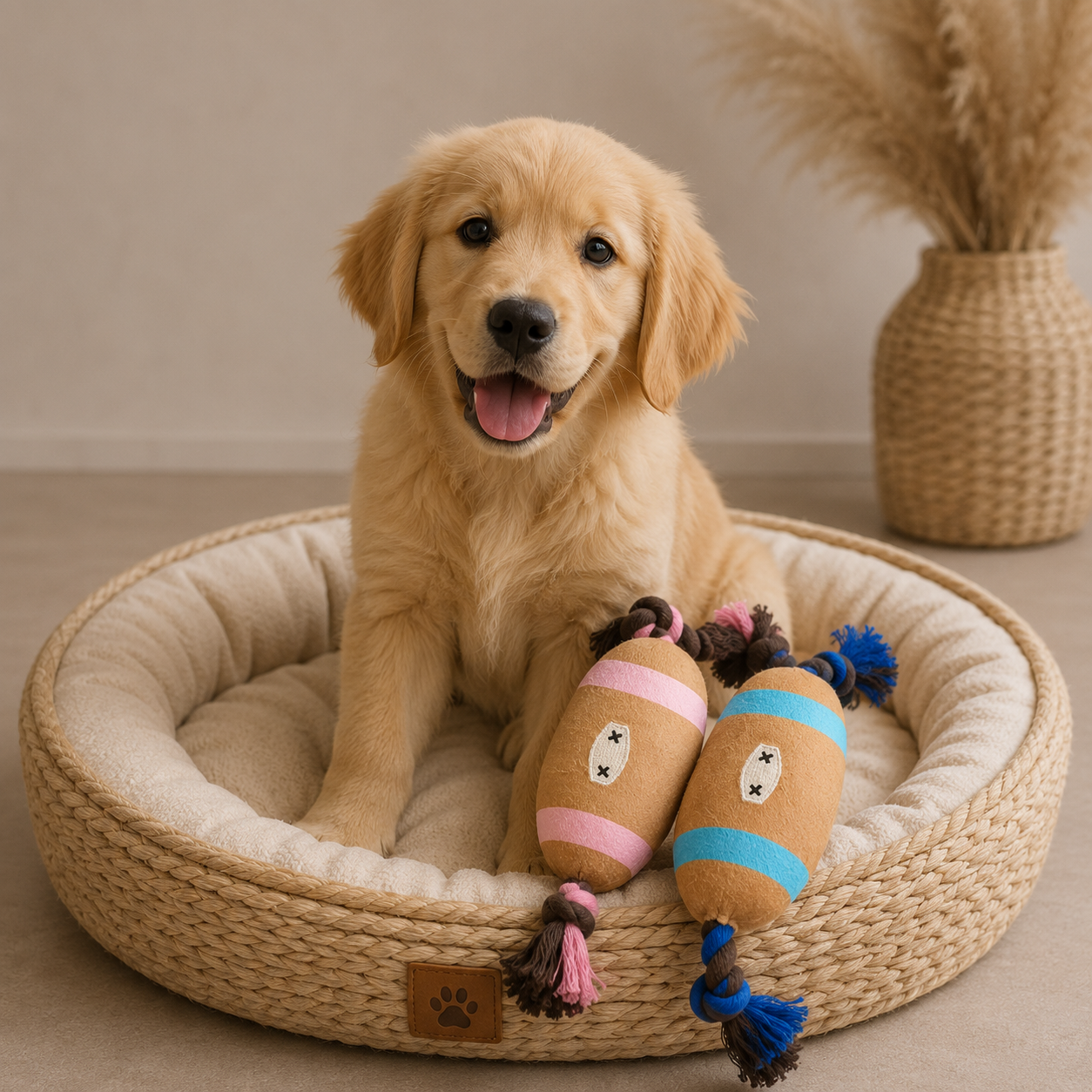 Jouet pour chien peluche avec corde et pouic pouic