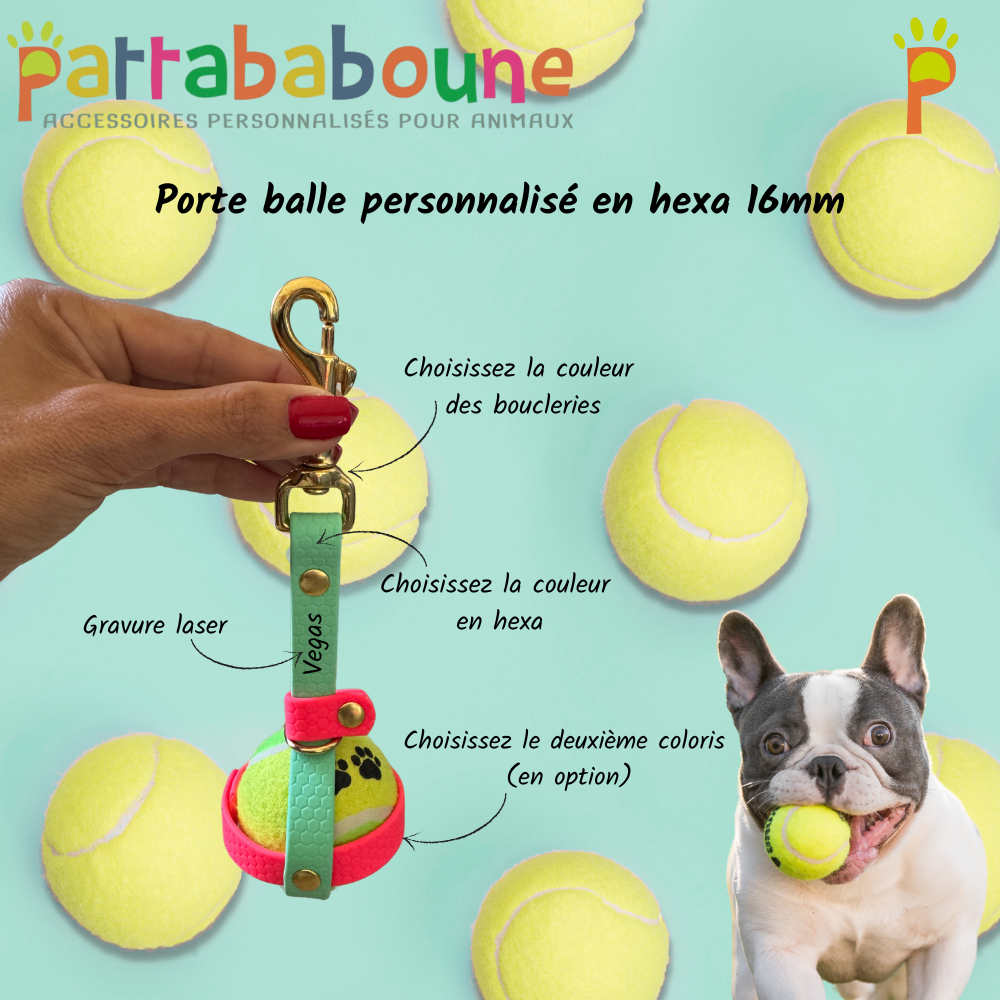 Porte-balle personnalisé pour chien en hexa 16 mm