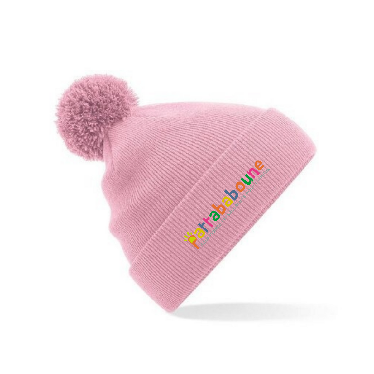 Bonnet à pompon en fausse fourrure et revers