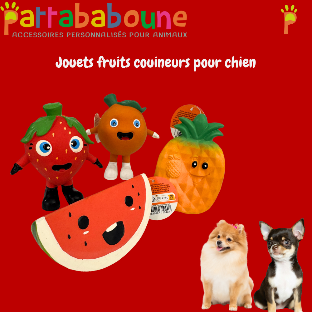Squeaky fruit dog toy