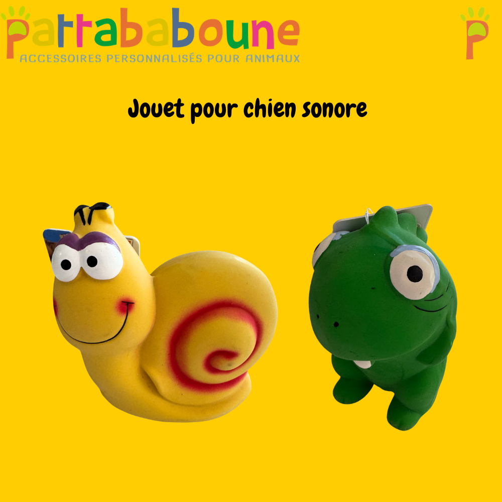 Jouet pour chien escargot et dinosaure sonore