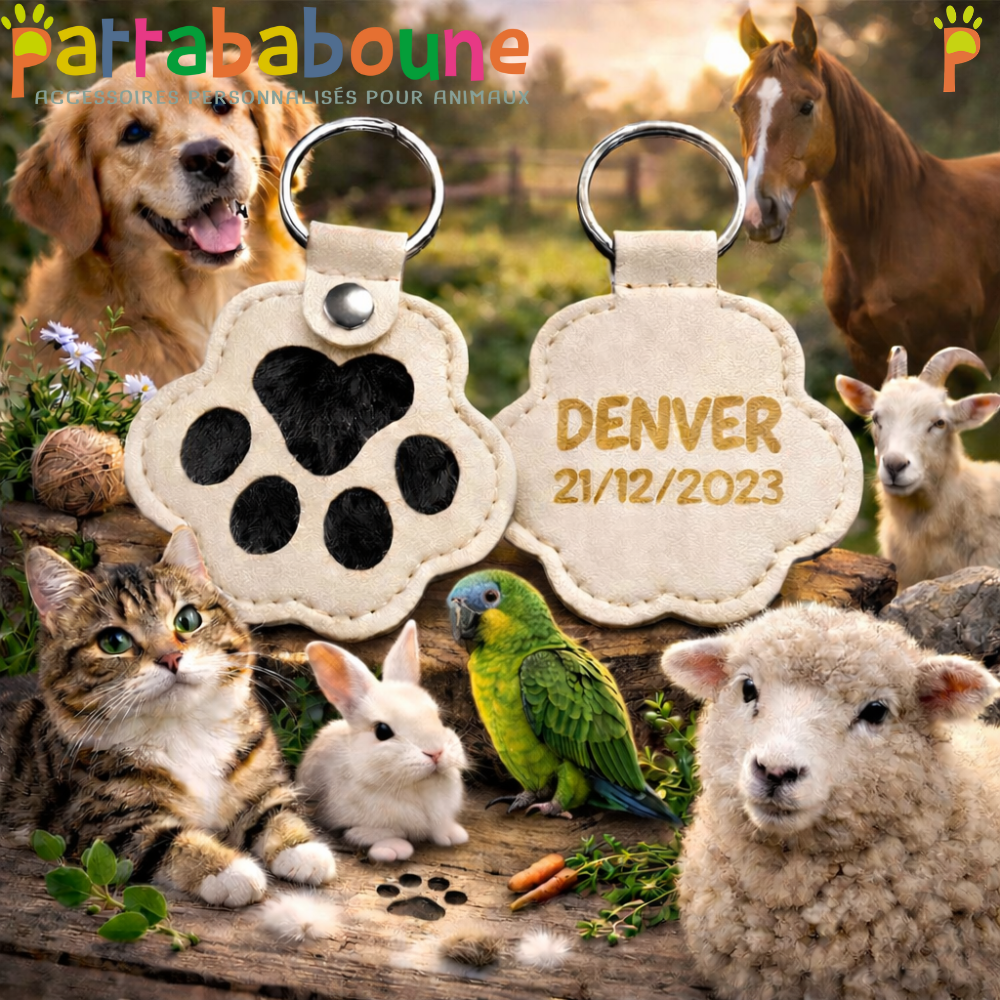 Porte-clés poils d'animaux personnalisable - Souvenir unique avec option gravure laser