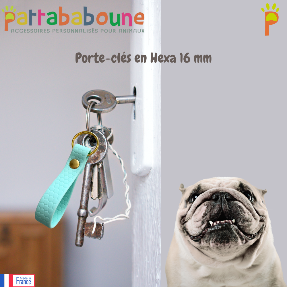 Porte-clés personnalisé Hexa 16 mm