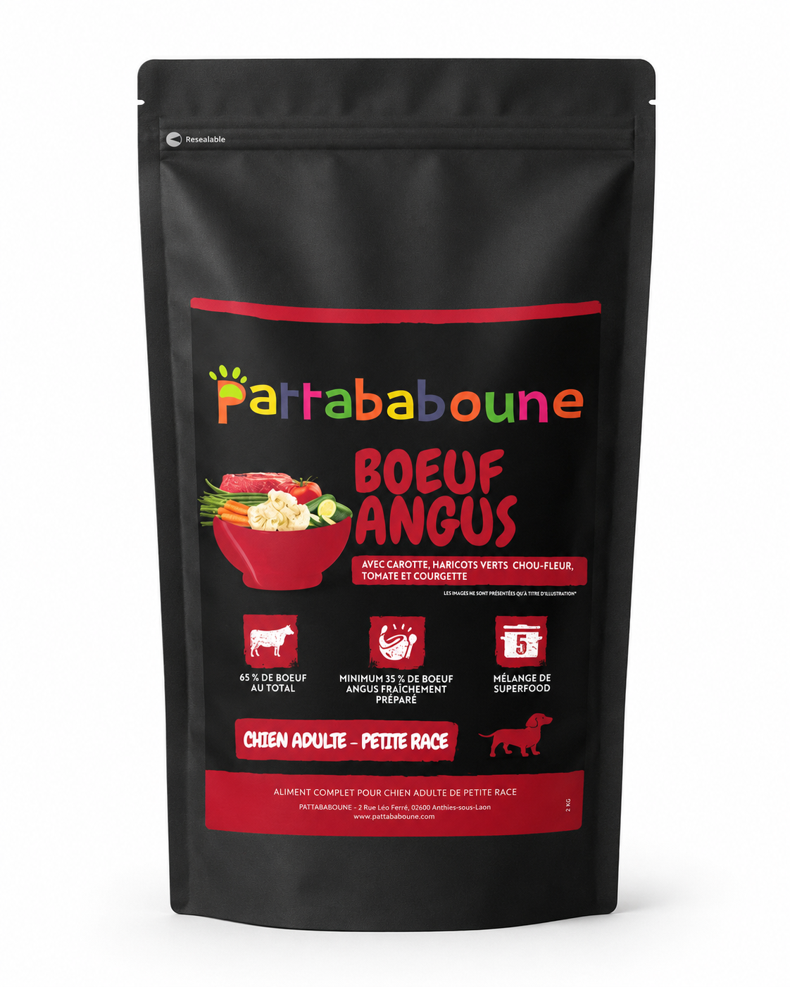Croquettes premium boeuf Angus sans céréales - Chien adulte petite race