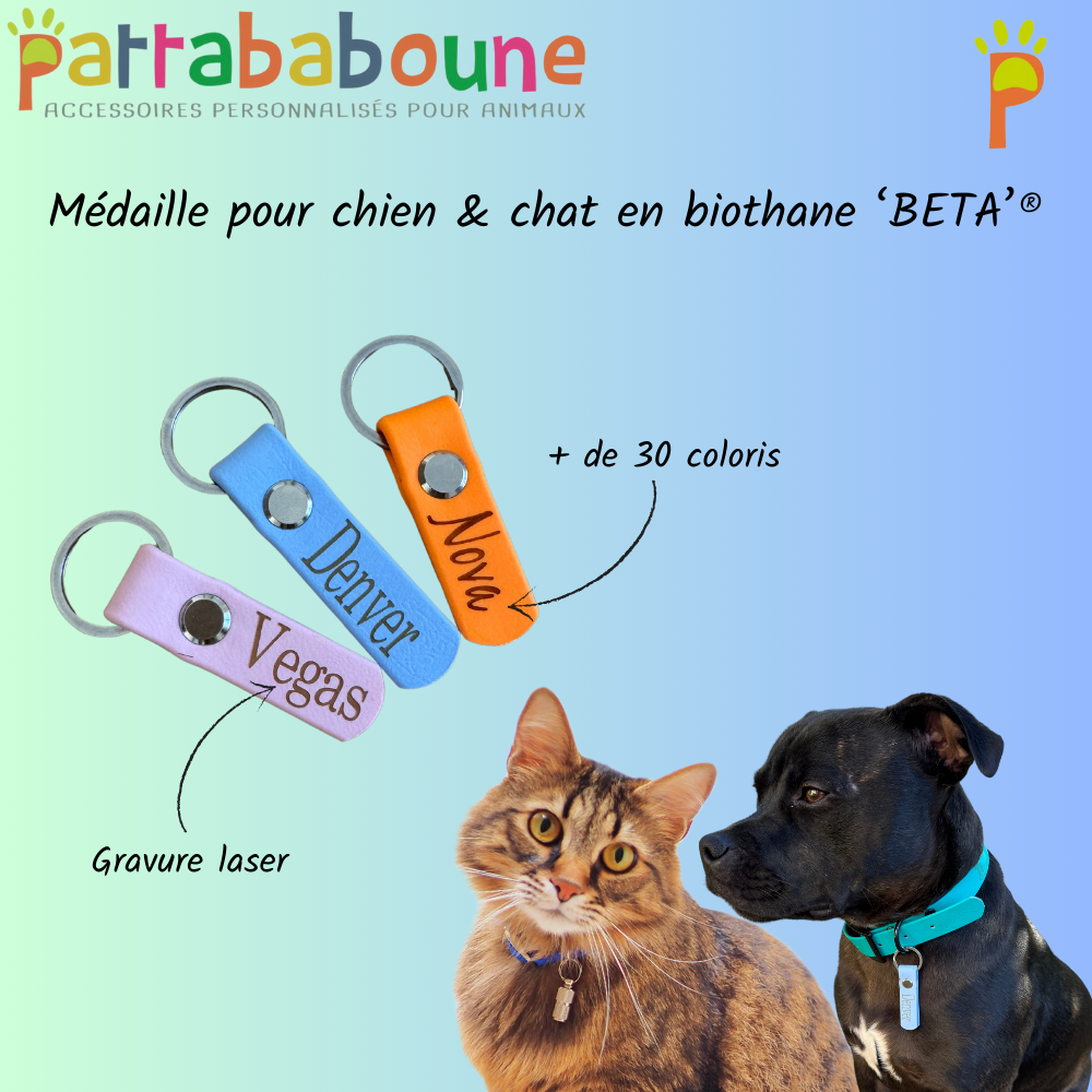 Médaille personnalisée pour chien & chat en biothane 16mm