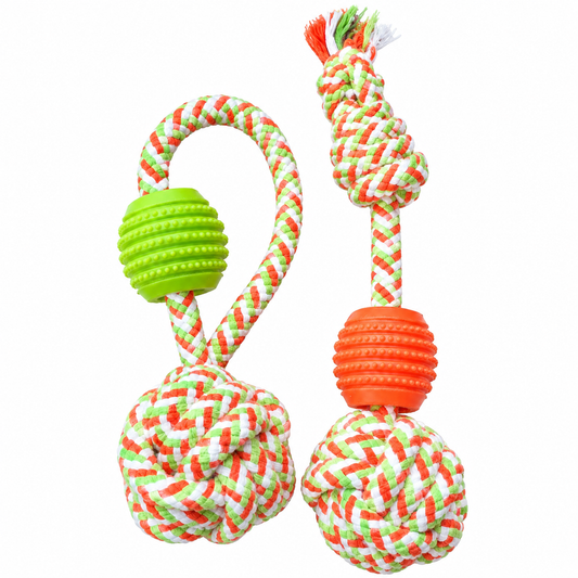 Jouet corde pour chien – Balle & anneau picot | Traction & rapport
