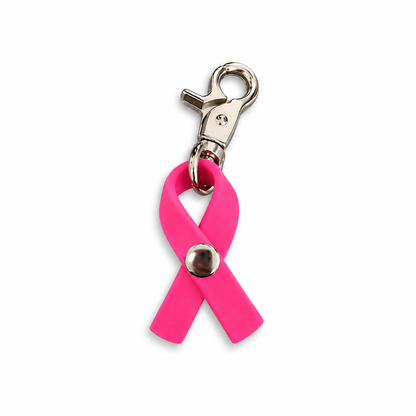 Ruban solidaire Octobre rose 9 mm avec mousqueton