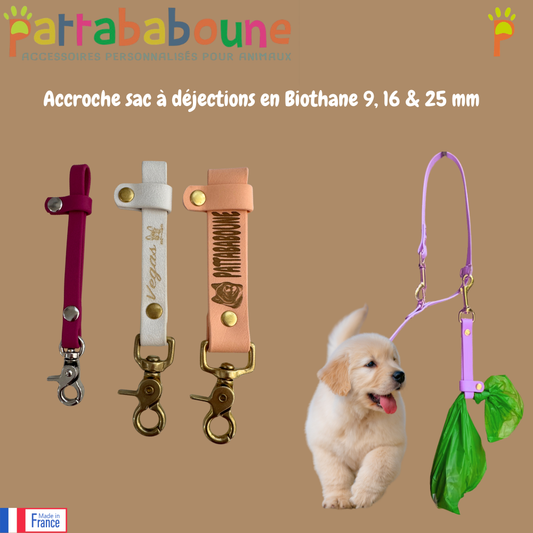 Accroche sac à déjection pour chien en Biothane 9, 16 & 25 mm