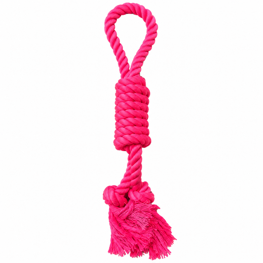 Jouet corde avec poignée pour chien – traction & rapport