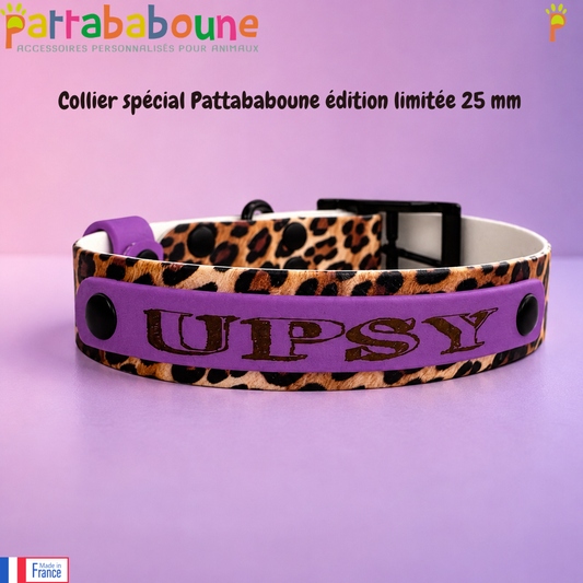 Collier chien personnalisé spéciale Pattababoune - Biothane Édition limitée 25 mm