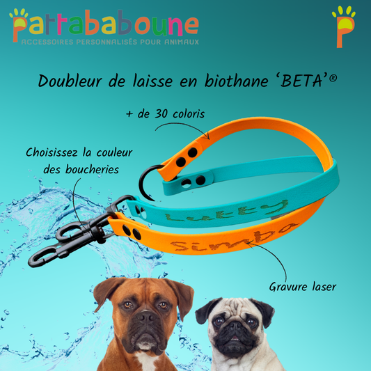 Doubleur de laisse personnalisé en biothane 16mm