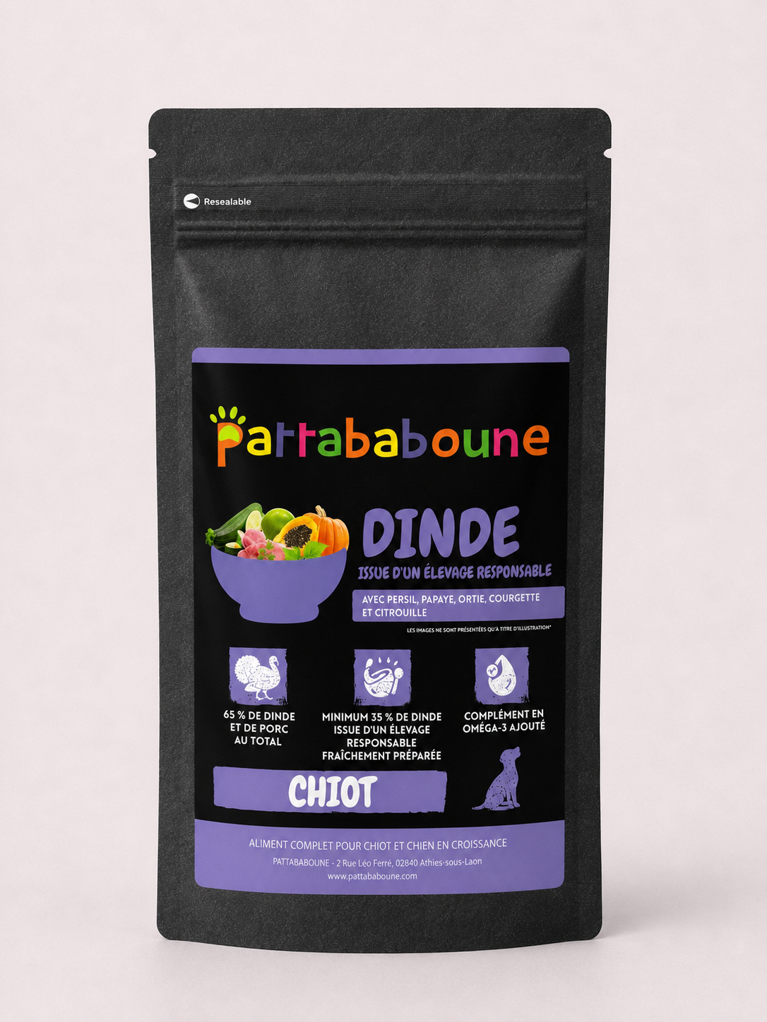 Croquettes premium dinde et porc sans céréales — Chiot