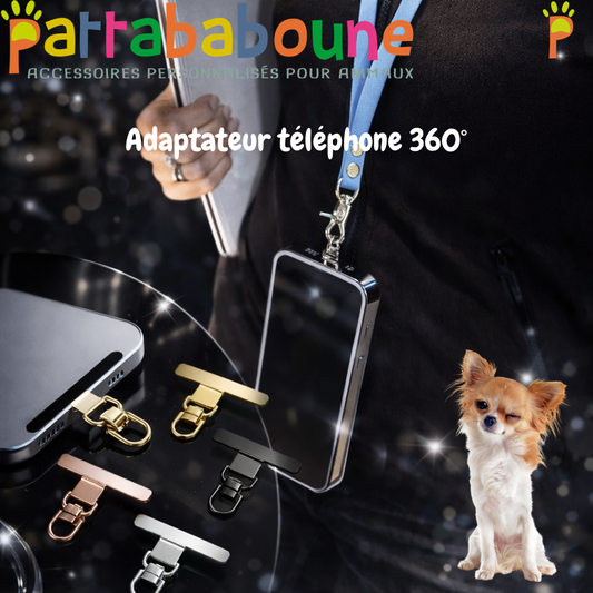 Adaptateur téléphone 360° en acier inoxydable - Attache tour de cou compatible toutes coques