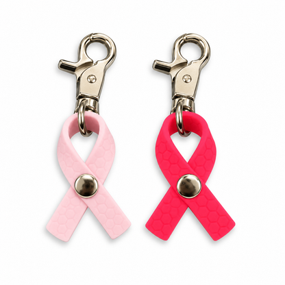 Ruban solidaire Octobre rose 9 mm avec mousqueton