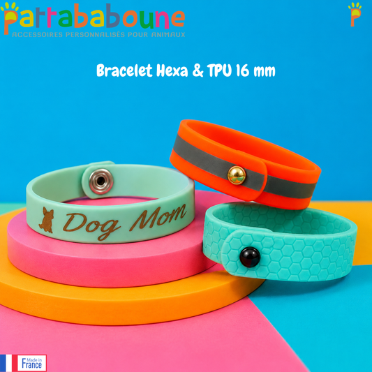 Bracelet personnalisable Hexa et TPU 16 mm- Fermeture à enfiler