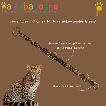 Porte-laisse d'Orion personnalisé en biothane édition limitée "Léopard" 16 mm