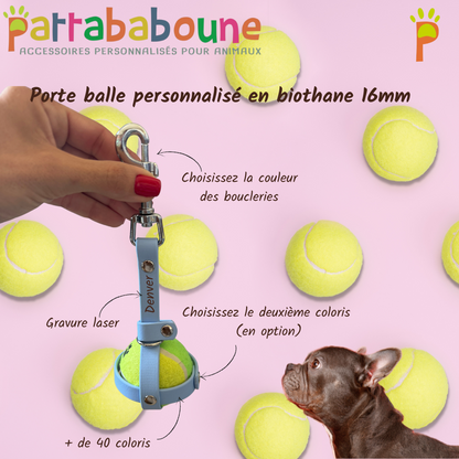 Porte-balle personnalisé pour chien en biothane 16 mm