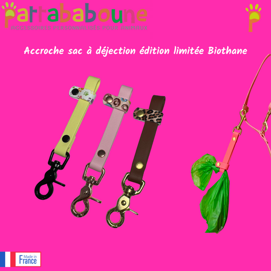 Accroche sac à déjection pour chien en biothane édition limitée 16 mm