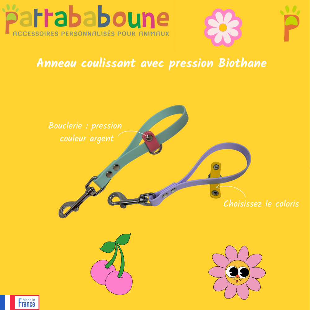 Anneau coulissant avec pression - Biothane - 16 mm