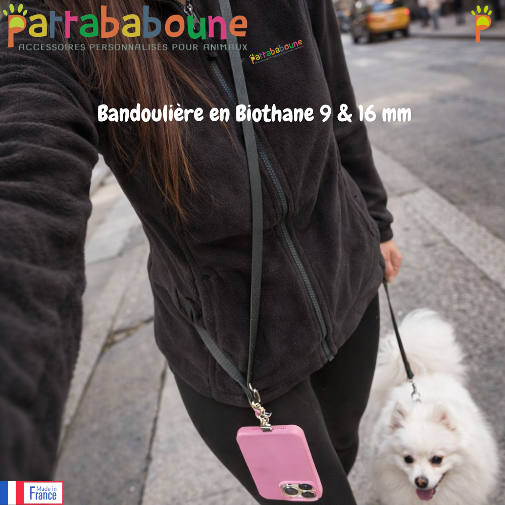 Bandoulière téléphone, porte-clés & accessoires - Mains libres - Biothane 9 & 16 mm - Unisexe