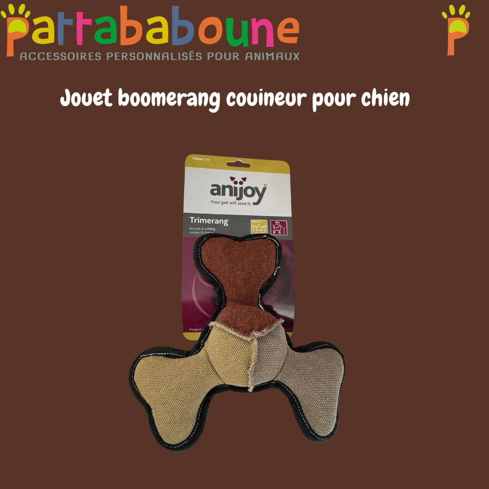 Squeaky Boomerang Dog Toy - Reinforced Fabric Bone