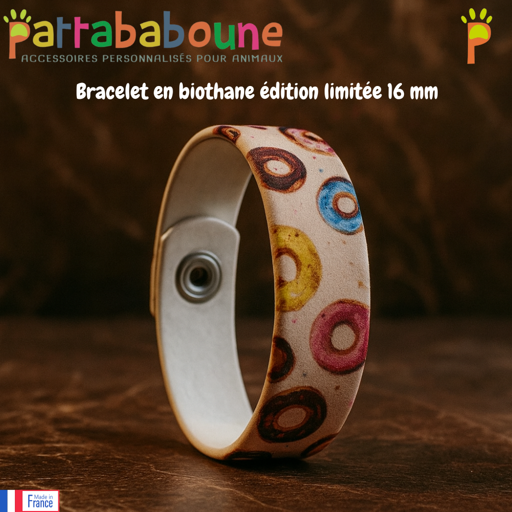 Bracelet personnalisé édition limitée en biothane 16 mm - Fermeture pression