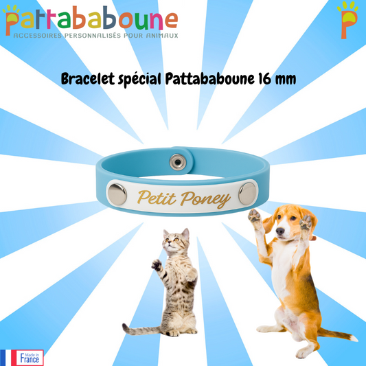 Bracelet personnalisé spécial Pattababoune en biothane  16 mm- Fermeture pression