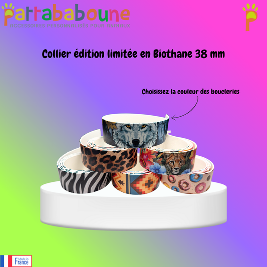 Collier personnalisé édition limitée en Biothane 38 mm
