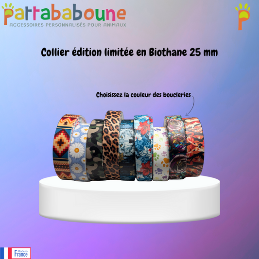 Collier personnalisé édition limitée en Biothane 25 mm