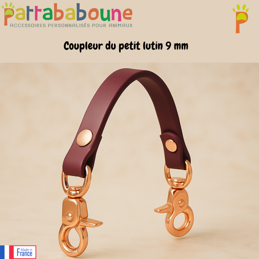 Coupleur personnalisé en biothane 9 mm - Petit lutin