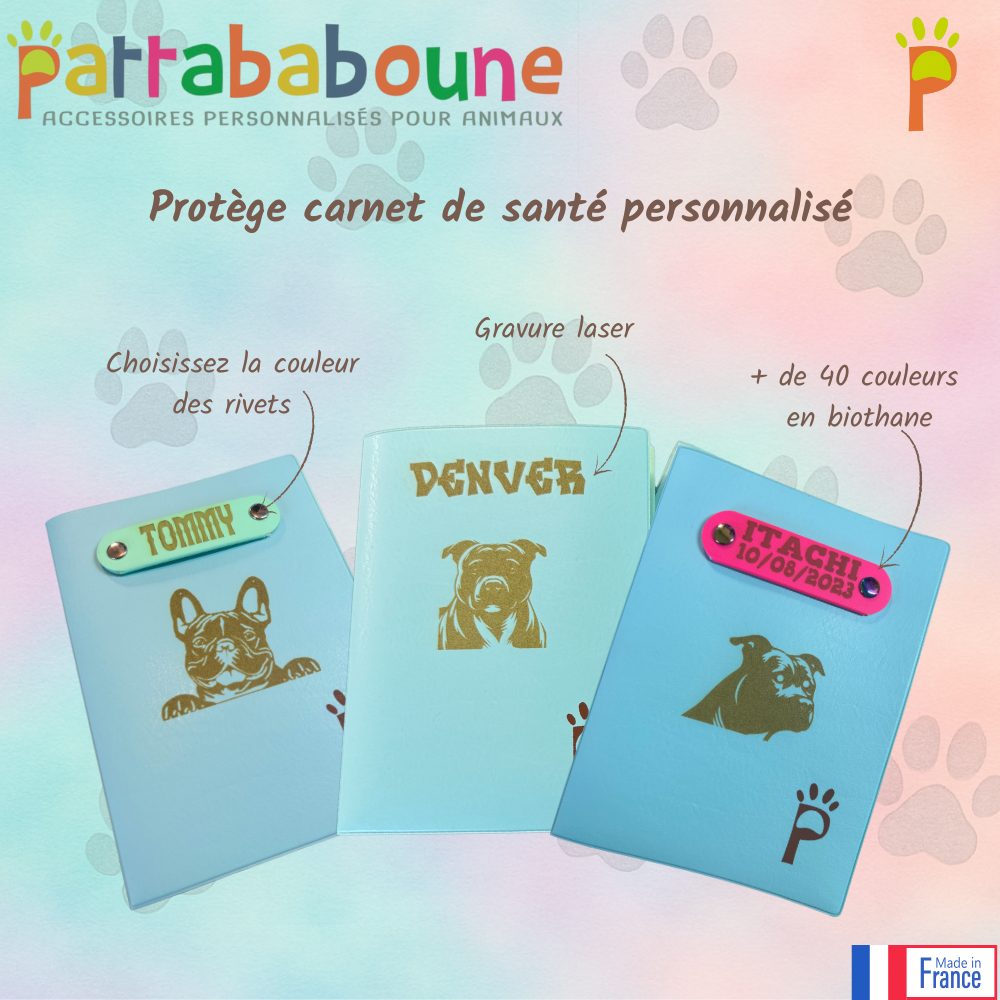 Protège carnet de santé personnalisé pour animaux made in France