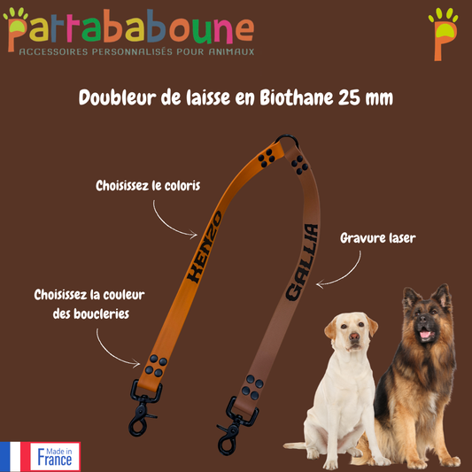 Doubleur de laisse personnalisé en biothane - 25 mm