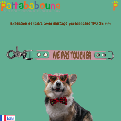 Extension de laisse avec message personnalisé pour chien - TPU 25 mm
