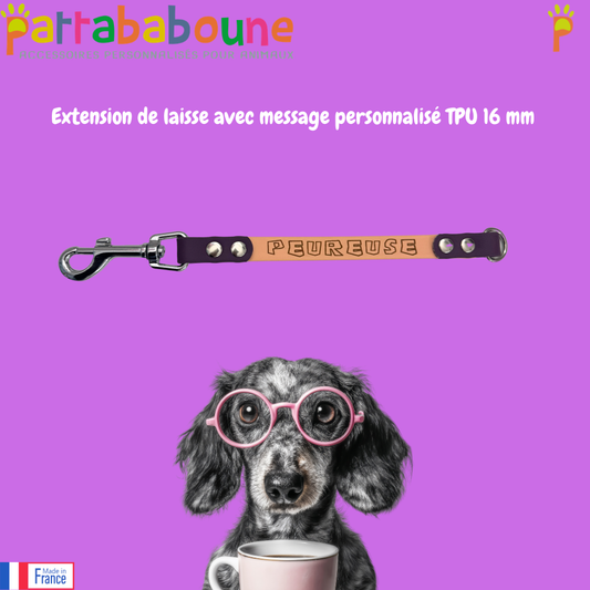 Extension de laisse avec message personnalisé pour chien - TPU 16 mm