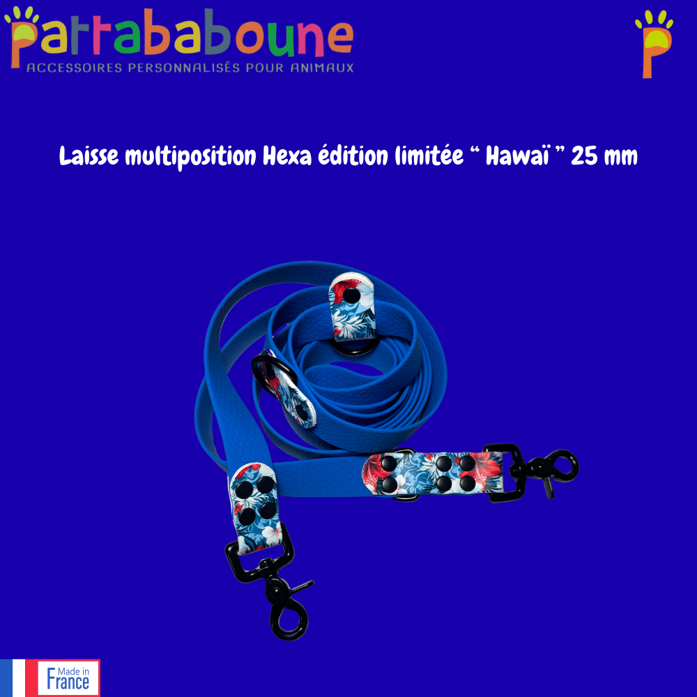 Laisse multiposition en hexa édition limitée "Hawai" 25 mm