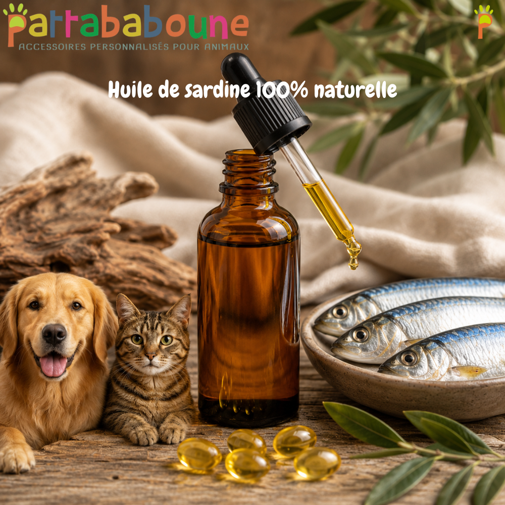 Huile de sardine 100% naturelle pour chiens & chats