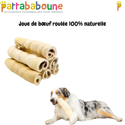 Joue de bœuf roulée 100% naturelle - 30 cm