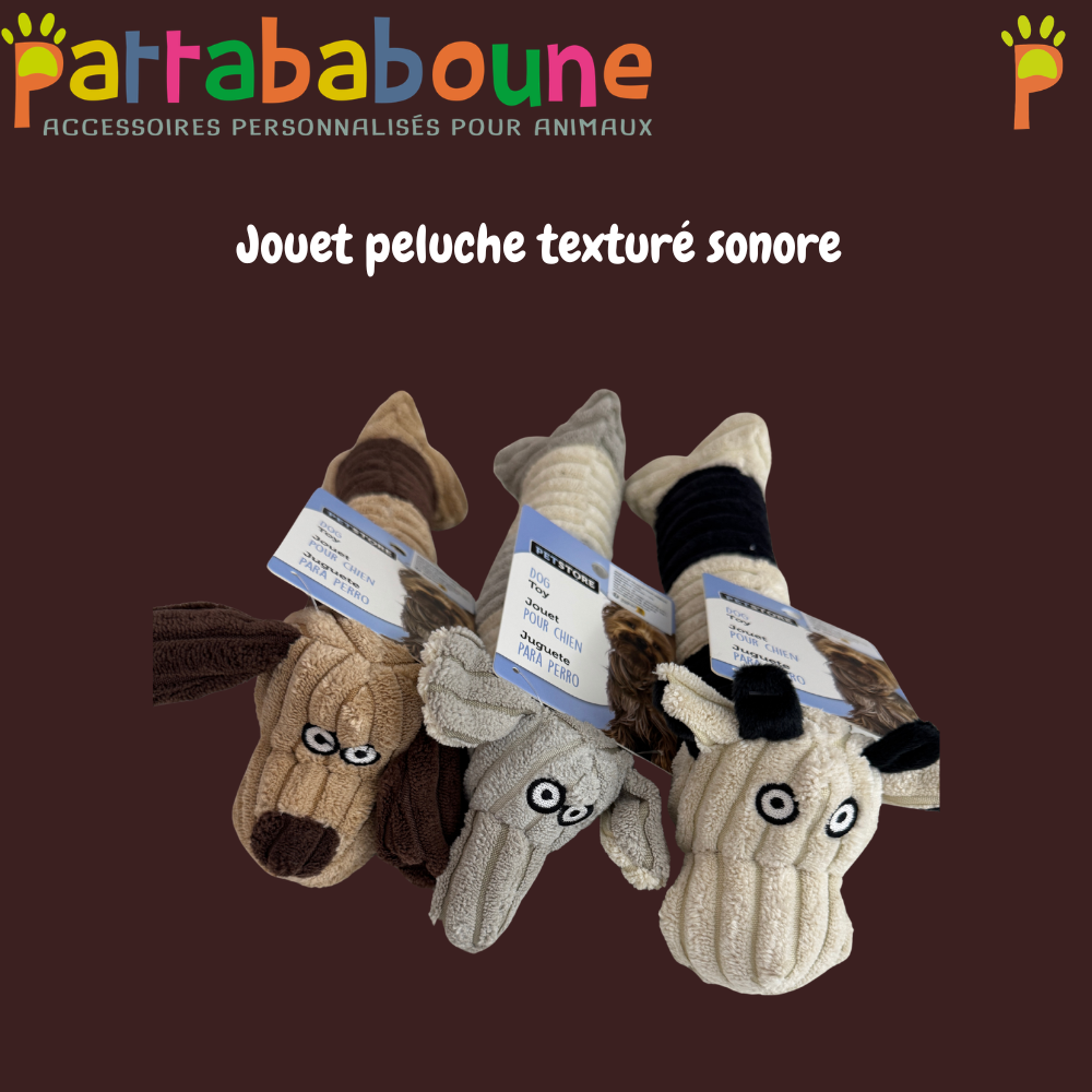 Jouet pour chien peluche texturé sonore