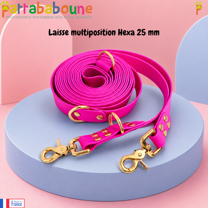 Laisse multiposition Hexa personnalisée pour chien - 25 mm