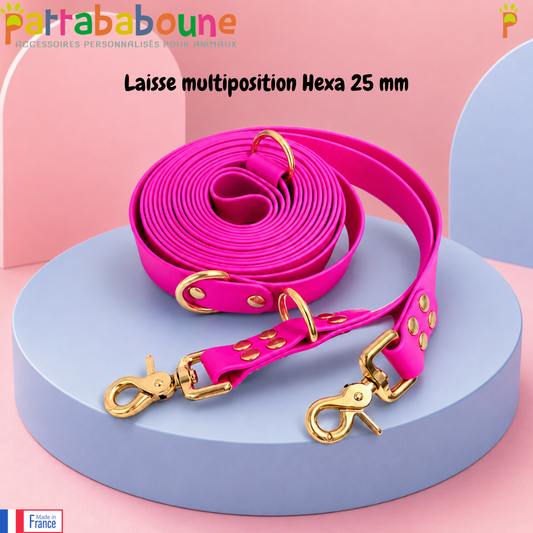 Laisse multiposition Hexa personnalisée pour chien - 25 mm