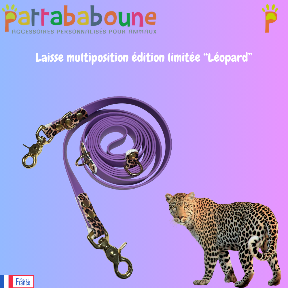 Laisse multiposition édition limitée "Léopard" - Biothane 16 mm