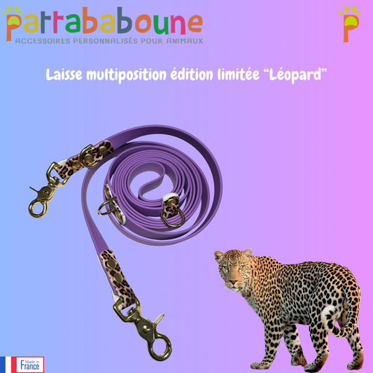 Laisse multiposition édition limitée "Léopard" - Biothane 16 mm