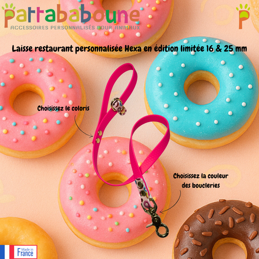 Laisse restaurant chien personnalisée Hexa – Édition limitée 16 & 25 mm