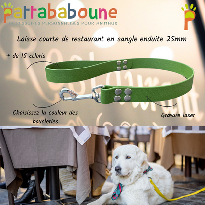 Laisse courte restaurant personnalisée en TPU 25 mm
