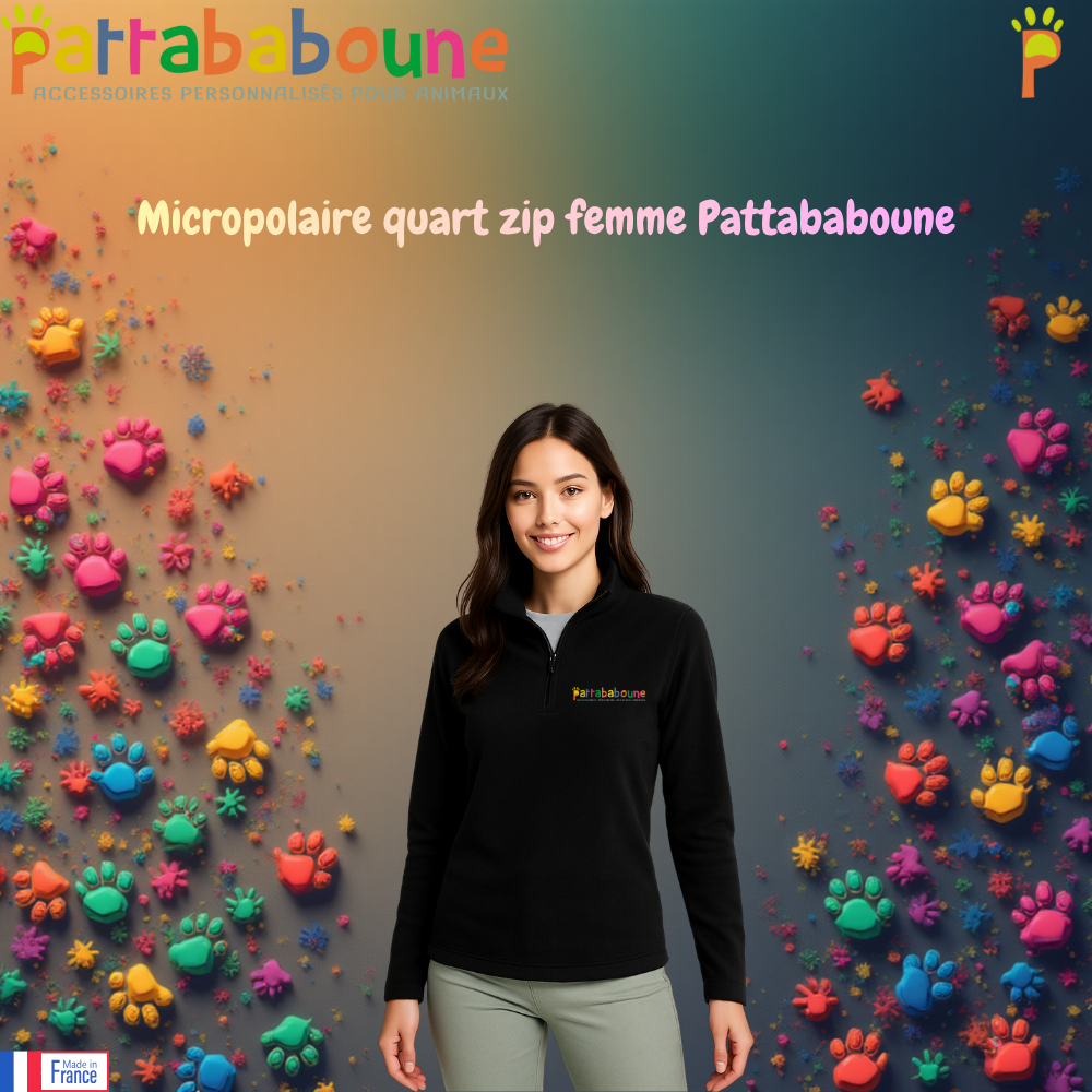 Micropolaire femme quart zip - Coupe slim - Pattababoune