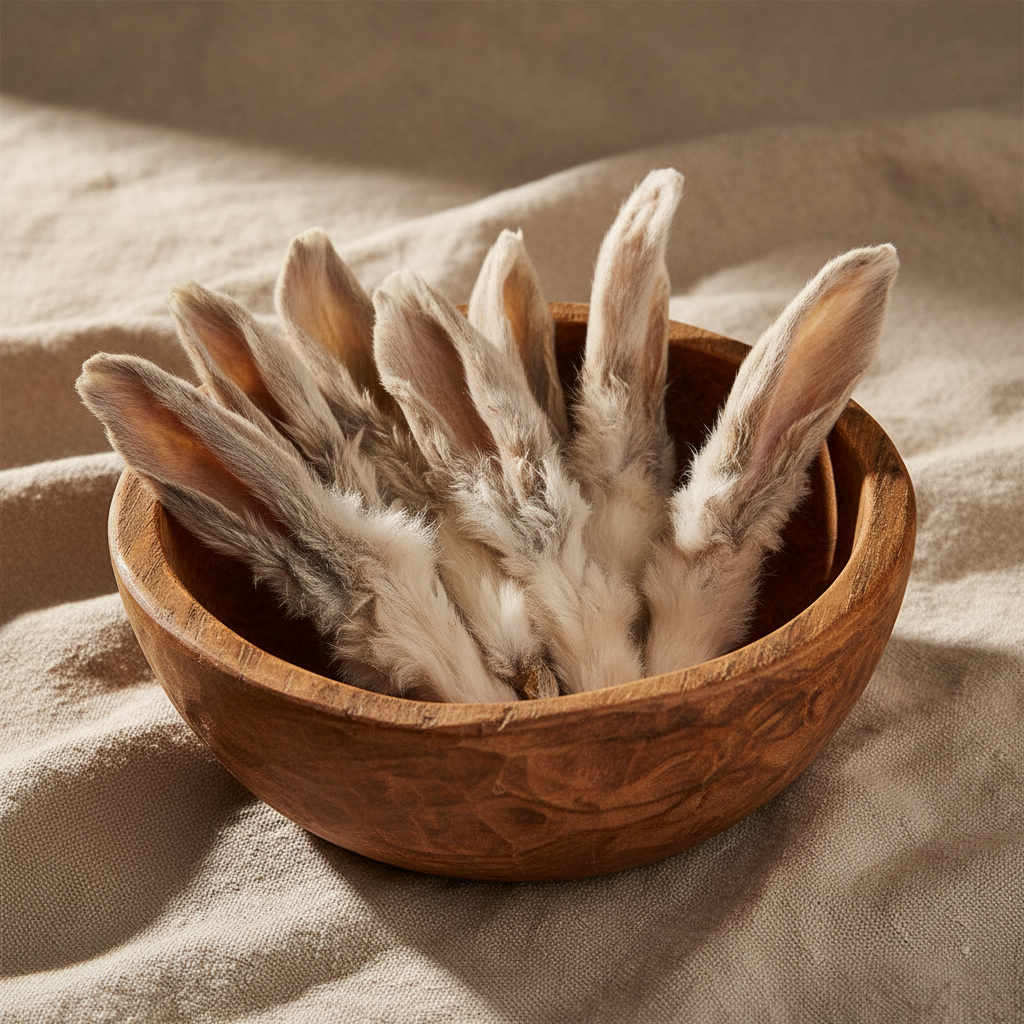 Oreilles de lapin dans saladier en bois
