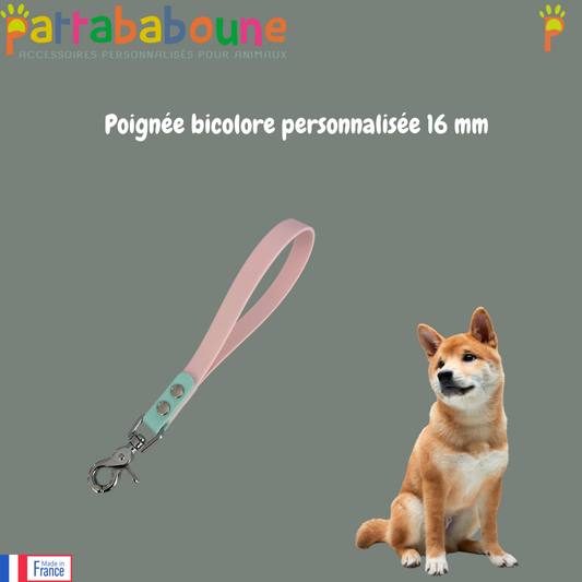 Poignée bicolore personnalisée en biothane 16 mm