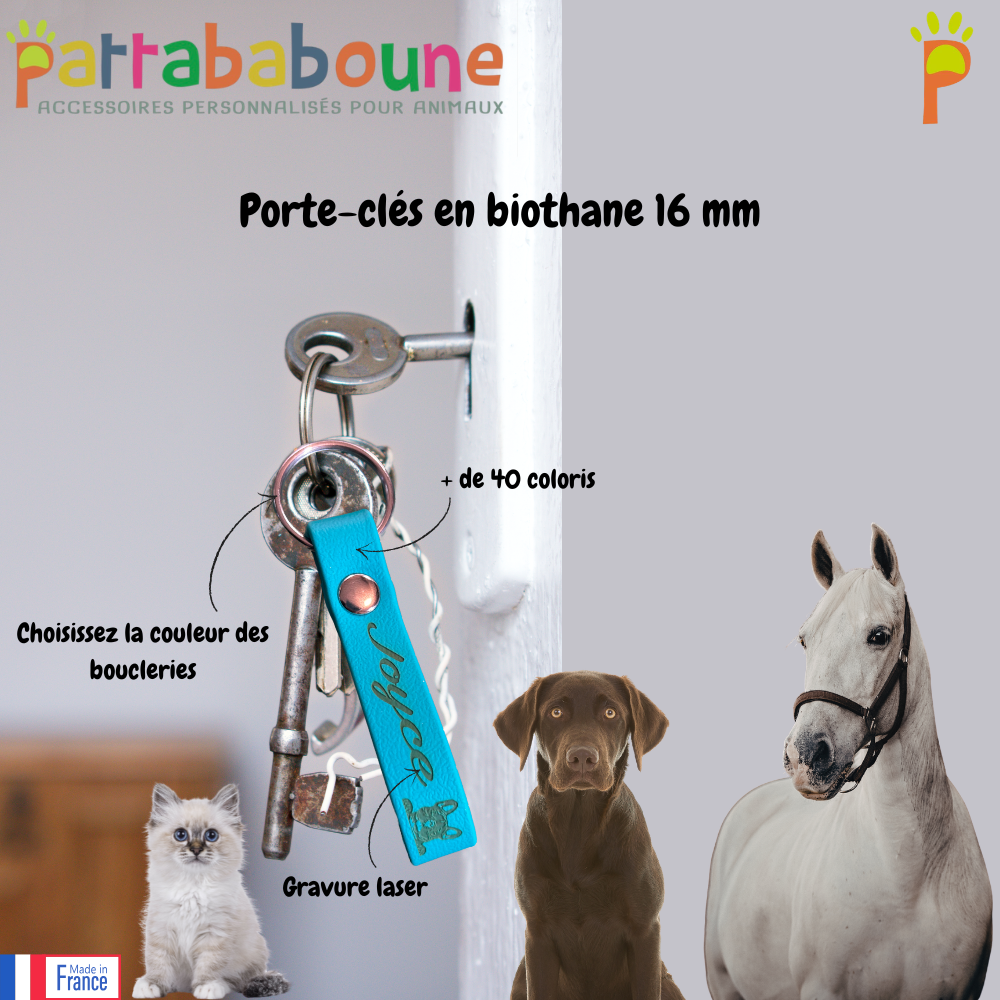 Porte-clés personnalisé en biothane 16 mm