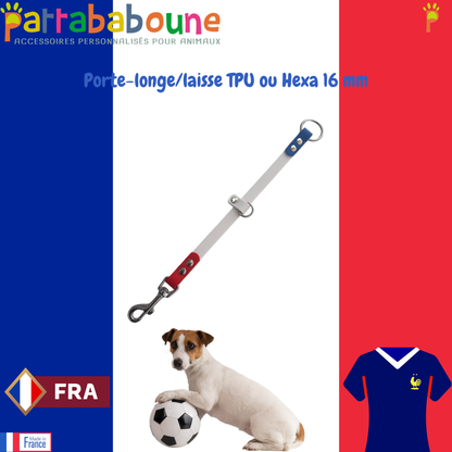 Porte-longe et laisse personnalisé en TPU ou hexa 16 mm - Bleu,blanc & rouge