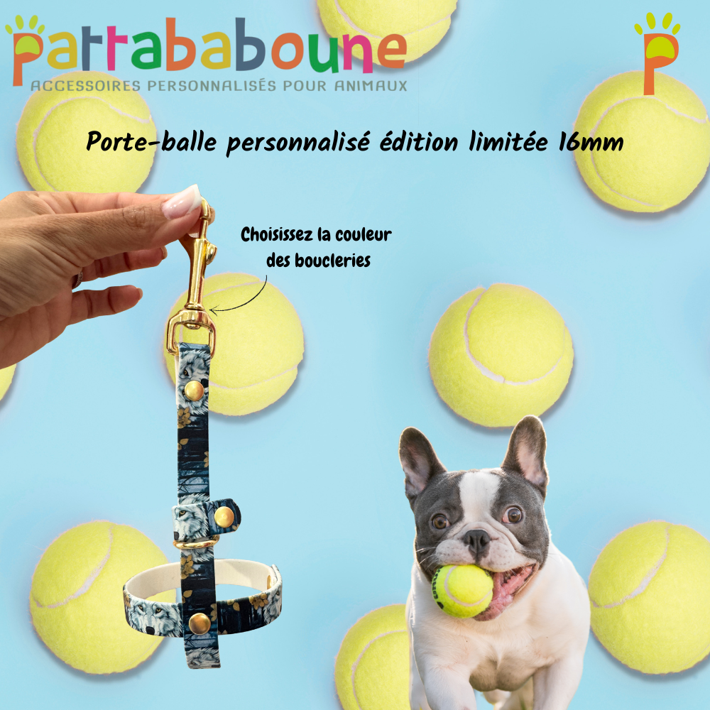 Porte-balle personnalisé pour chien en biothane imprimé UV - Édition limitée 16 mm
